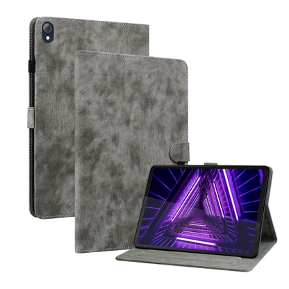 For Lenovo K10 Tiger Pattern PU Tablet Case(Grey) by bashfashion