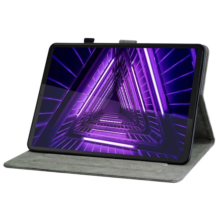 For Lenovo K10 Tiger Pattern PU Tablet Case(Grey) by bashfashion