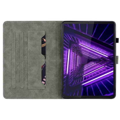 For Lenovo M10 Plus 10.3 Tiger Pattern PU Tablet Case(Grey) by bashfashion
