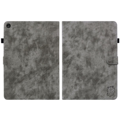 For Lenovo Tab M10 10.1 3rd Gen Tiger Pattern PU Tablet Case(Grey) by bashfashion