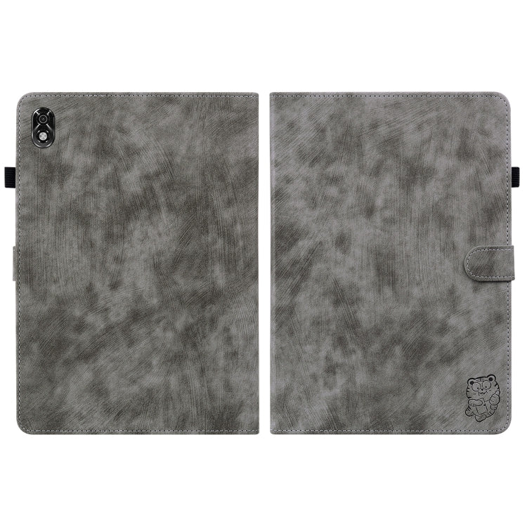 For Lenovo Legion Y700 Tiger Pattern PU Tablet Case(Grey) by bashfashion