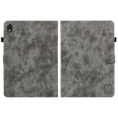 For Lenovo Legion Y700 Tiger Pattern PU Tablet Case(Grey) by bashfashion