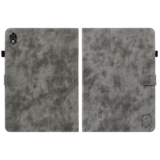 For Lenovo Legion Y700 Tiger Pattern PU Tablet Case(Grey) by bashfashion