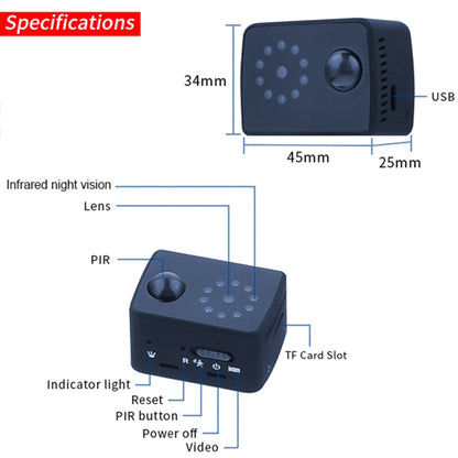 MD20 Mini 1080P HD Camcorder Night Vision PIR Motion Action Micro Camera(Black) by bashfashion