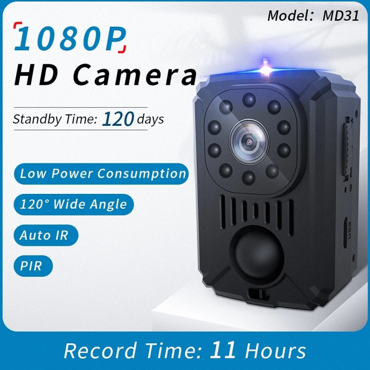 MD31 Mini 1080P HD Camcorder Night Vision PIR Motion Action Micro Camera(Black) by bashfashion