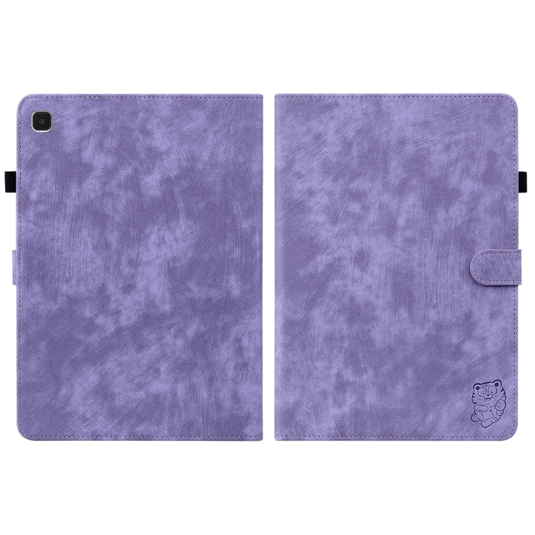 For Samsung Galaxy Tab A7 Lite Tiger Pattern Flip Leather Tablet Case(Purple) by bashfashion