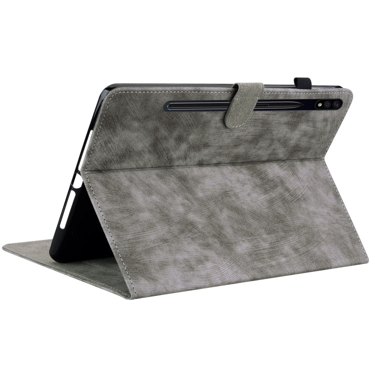 For Samsung Galaxy Tab S7/Tab S8 Tiger Pattern Flip Leather Tablet Case(Grey) by bashfashion