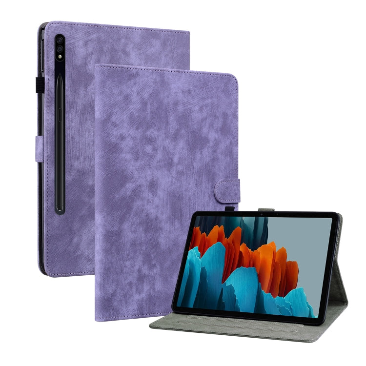 For Samsung Galaxy Tab S7/Tab S8 Tiger Pattern Flip Leather Tablet Case(Purple) by bashfashion