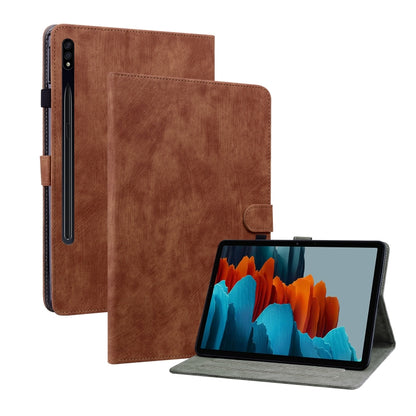 For Samsung Galaxy Tab S7/Tab S8 Tiger Pattern Flip Leather Tablet Case(Brown) by bashfashion