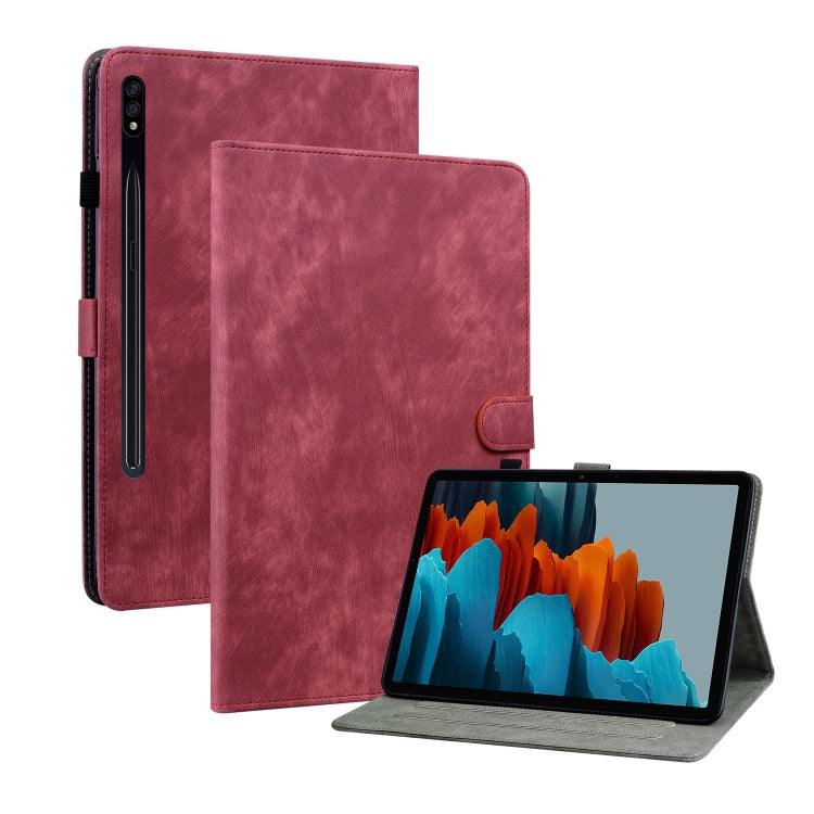 For Samsung Galaxy Tab S7/Tab S8 Tiger Pattern Flip Leather Tablet Case(Red) by bashfashion