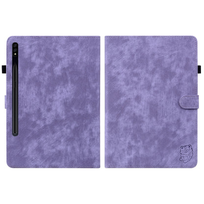 For Samsung Galaxy Tab S7+/Tab S8+ Tiger Pattern Flip Leather Tablet Case(Purple) by bashfashion