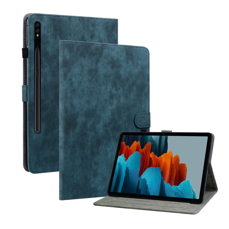 For Samsung Galaxy Tab S7+/Tab S8+ Tiger Pattern Flip Leather Tablet Case(Dark Blue) by bashfashion