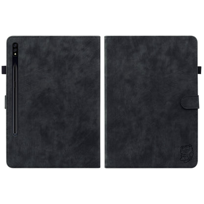 For Samsung Galaxy Tab S7+/Tab S8+ Tiger Pattern Flip Leather Tablet Case(Black) by bashfashion