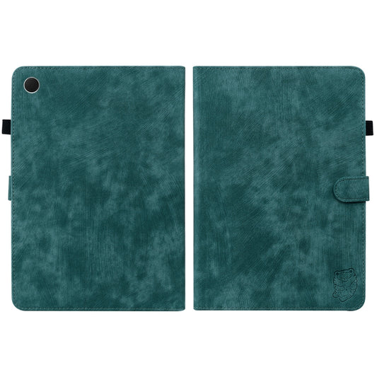 For Samsung Galaxy Tab А8 10.5 Wifi/LTE Tiger Pattern Flip Leather Tablet Case(Dark Green) by bashfashion