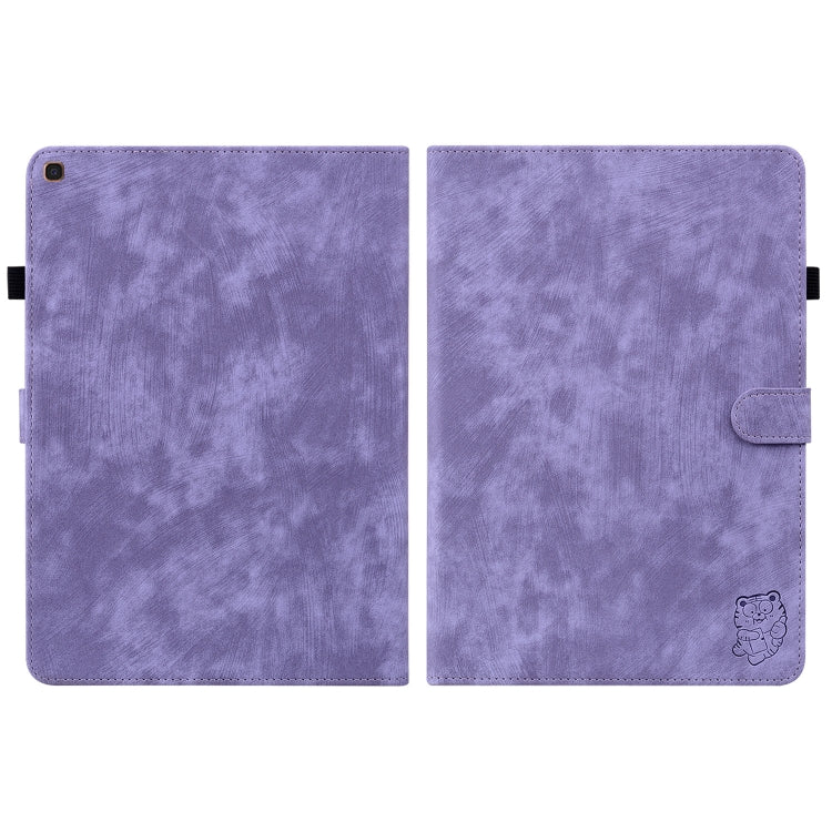 For Samsung Galaxy Tab A 10.1 2019 Tiger Pattern Flip Leather Tablet Case(Purple) by bashfashion