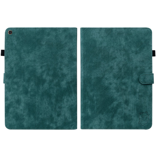 For Samsung Galaxy Tab A 10.1 2019 Tiger Pattern Flip Leather Tablet Case(Dark Green) by bashfashion