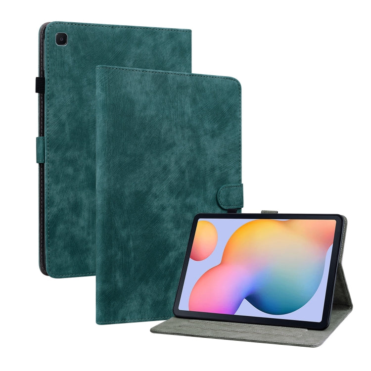 For Samsung Galaxy Tab S6 Lite Tiger Pattern Flip Leather Tablet Case(Dark Green) by bashfashion