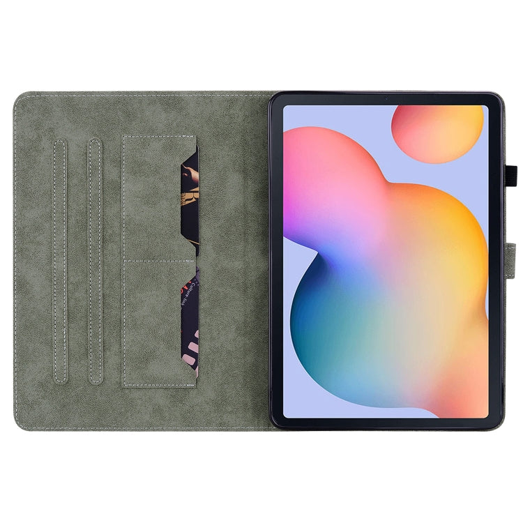 For Samsung Galaxy Tab S6 Lite Tiger Pattern Flip Leather Tablet Case(Dark Blue) by bashfashion