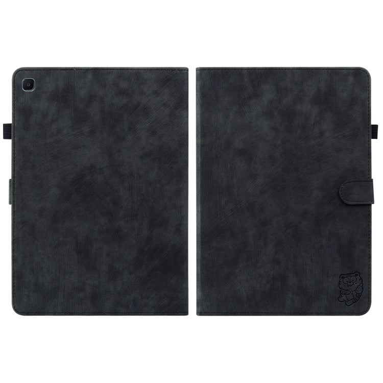 For Samsung Galaxy Tab S6 Lite Tiger Pattern Flip Leather Tablet Case(Black) by bashfashion