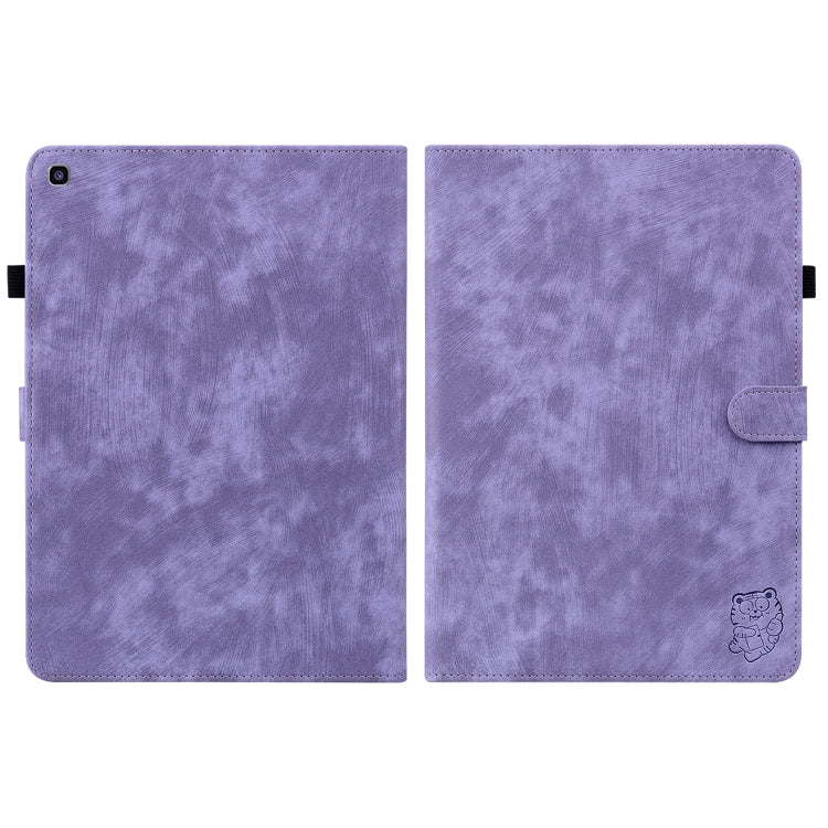 For Samsung Galaxy Tab A 8.0 2019 Tiger Pattern Flip Leather Tablet Case(Purple) by bashfashion