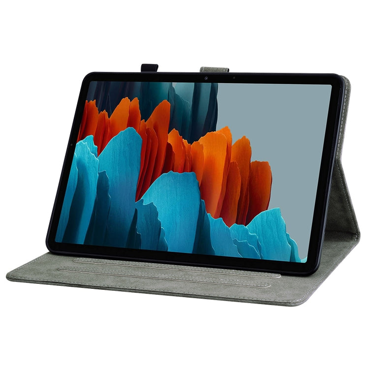 For Samsung Galaxy Tab S9 Tiger Pattern Flip Leather Tablet Case(Grey) by bashfashion
