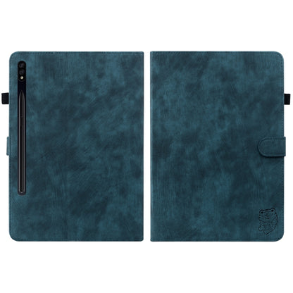 For Samsung Galaxy Tab S9+ Tiger Pattern Flip Leather Tablet Case(Dark Blue) by bashfashion