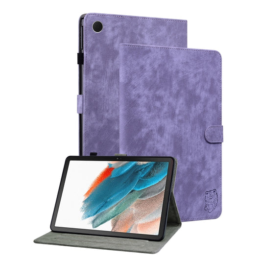 For Samsung Galaxy Tab А9+ Tiger Pattern Flip Leather Tablet Case(Purple) by bashfashion