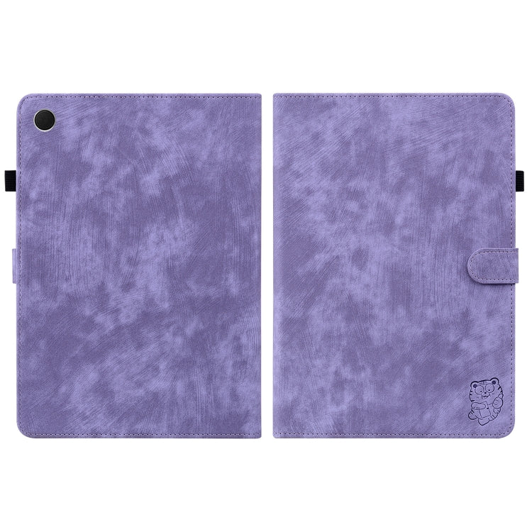 For Samsung Galaxy Tab А9+ Tiger Pattern Flip Leather Tablet Case(Purple) by bashfashion