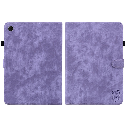 For Samsung Galaxy Tab А9+ Tiger Pattern Flip Leather Tablet Case(Purple) by bashfashion