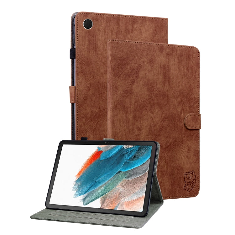 For Samsung Galaxy Tab А9+ Tiger Pattern Flip Leather Tablet Case(Brown) by bashfashion