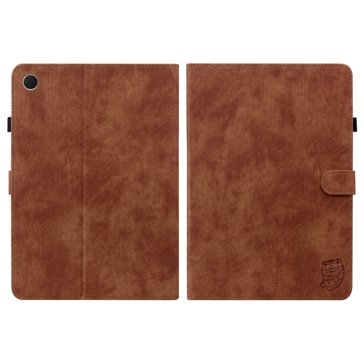 For Samsung Galaxy Tab А9+ Tiger Pattern Flip Leather Tablet Case(Brown) by bashfashion