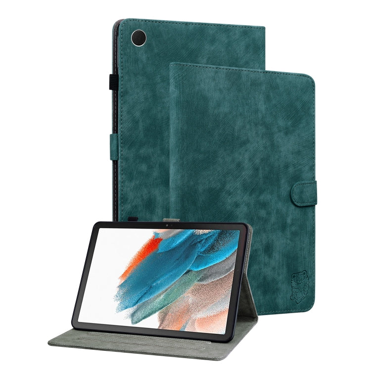 For Samsung Galaxy Tab А9+ Tiger Pattern Flip Leather Tablet Case(Dark Green) by bashfashion