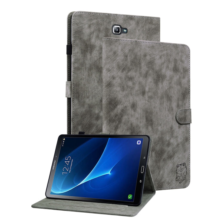For Samsung Galaxy Tab A 10.1 2016/T580/T585 Tiger Pattern Flip Leather Tablet Case(Grey) by bashfashion