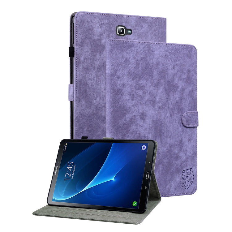 For Samsung Galaxy Tab A 10.1 2016/T580/T585 Tiger Pattern Flip Leather Tablet Case(Purple) by bashfashion