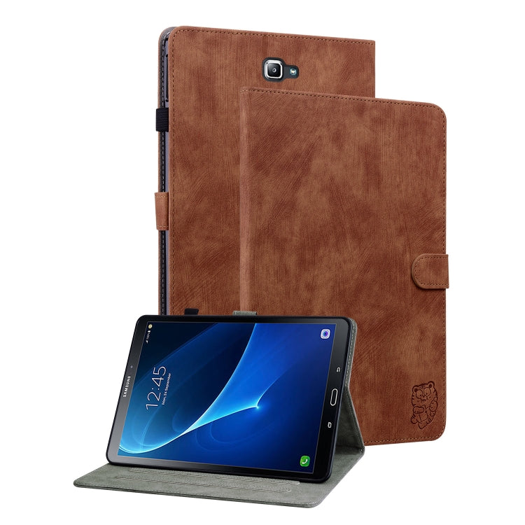 For Samsung Galaxy Tab A 10.1 2016/T580/T585 Tiger Pattern Flip Leather Tablet Case(Brown) by bashfashion
