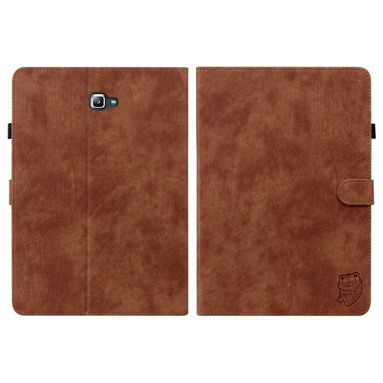 For Samsung Galaxy Tab A 10.1 2016/T580/T585 Tiger Pattern Flip Leather Tablet Case(Brown) by bashfashion