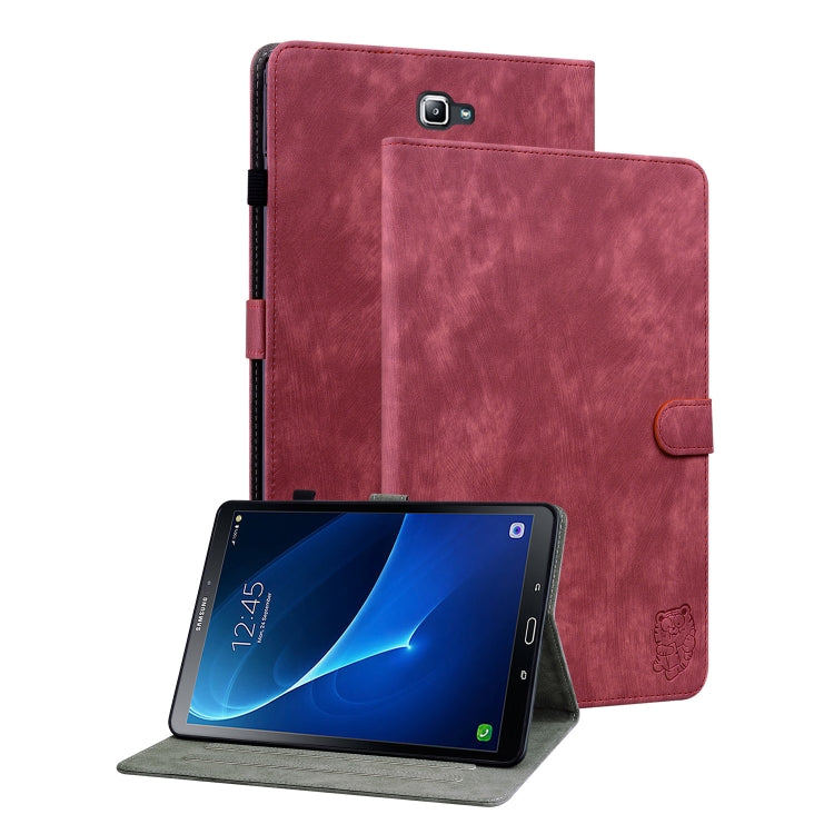 For Samsung Galaxy Tab A 10.1 2016/T580/T585 Tiger Pattern Flip Leather Tablet Case(Red) by bashfashion