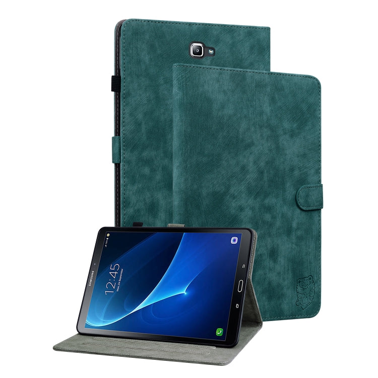 For Samsung Galaxy Tab A 10.1 2016/T580/T585 Tiger Pattern Flip Leather Tablet Case(Dark Green) by bashfashion