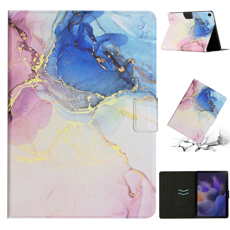 For Samsung Galaxy Tab A8 Marble Pattern Smart Leather Tablet Case(Pink Blue) by bashfashion