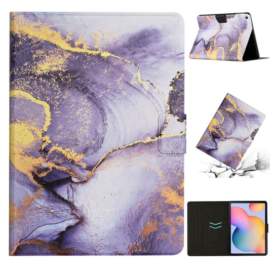 For Samsung Galaxy Tab S6 Lite P610 Marble Pattern Smart Leather Tablet Case(Purple) by bashfashion