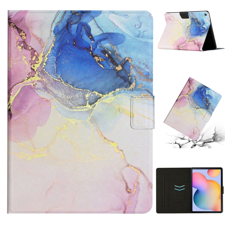 For Samsung Galaxy Tab S6 Lite P610 Marble Pattern Smart Leather Tablet Case(Pink Blue) by bashfashion