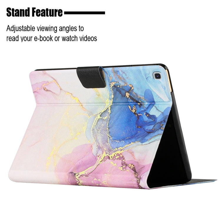 For Samsung Galaxy Tab S6 Lite P610 Marble Pattern Smart Leather Tablet Case(Pink Blue) by bashfashion