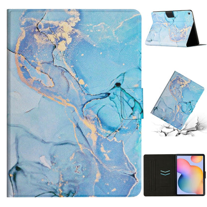 For Samsung Galaxy Tab S6 Lite P610 Marble Pattern Smart Leather Tablet Case(Blue) by bashfashion