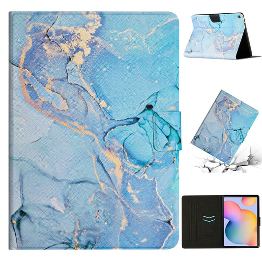 For Samsung Galaxy Tab S6 Lite P610 Marble Pattern Smart Leather Tablet Case(Blue) by bashfashion