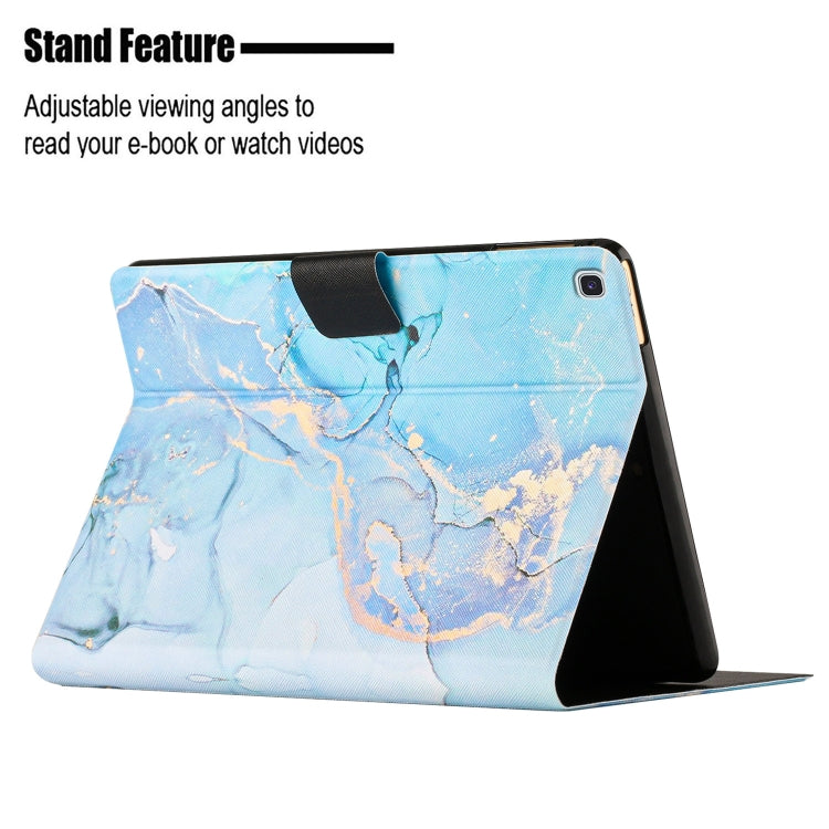 For Samsung Galaxy Tab S6 Lite P610 Marble Pattern Smart Leather Tablet Case(Blue) by bashfashion