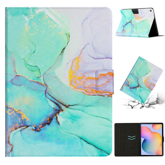 For Samsung Galaxy Tab A7 Lite T220 Marble Pattern Smart Leather Tablet Case(Green) by bashfashion