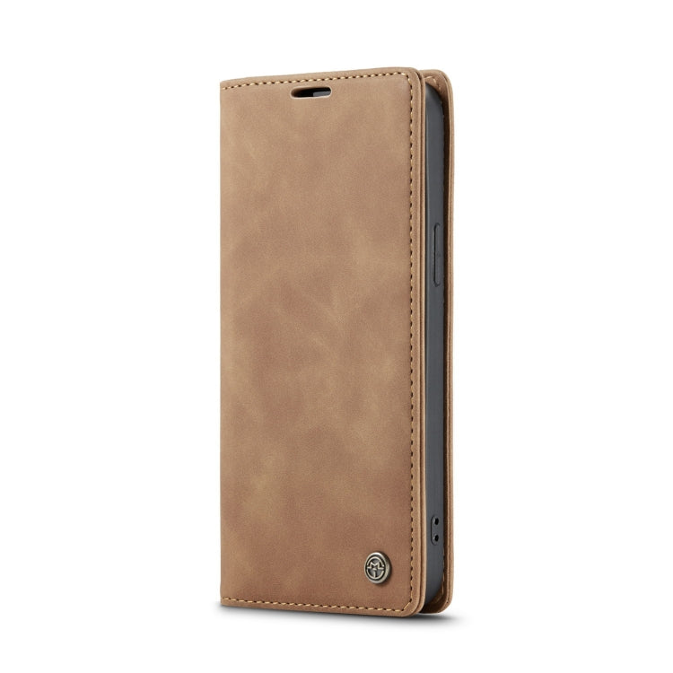 For iPhone 14 CaseMe-013 Multifunctional Retro Frosted Leather Phone Case (Brown) by CaseMe