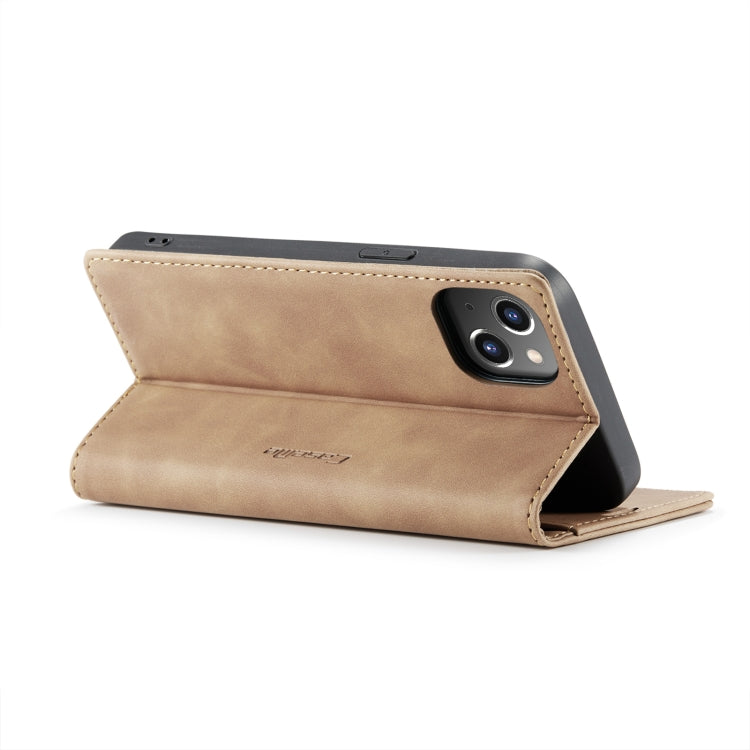 For iPhone 14 CaseMe-013 Multifunctional Retro Frosted Leather Phone Case (Brown) by CaseMe