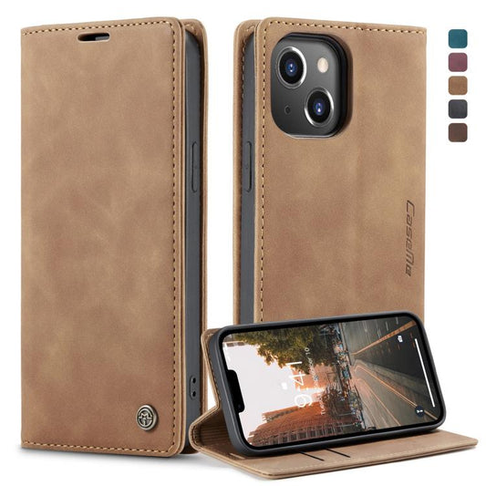 For iPhone 14 CaseMe-013 Multifunctional Retro Frosted Leather Phone Case (Brown) by CaseMe