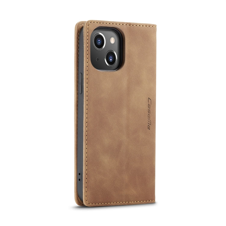 For iPhone 14 Plus CaseMe-013 Multifunctional Retro Frosted Leather Phone Case (Brown) by CaseMe